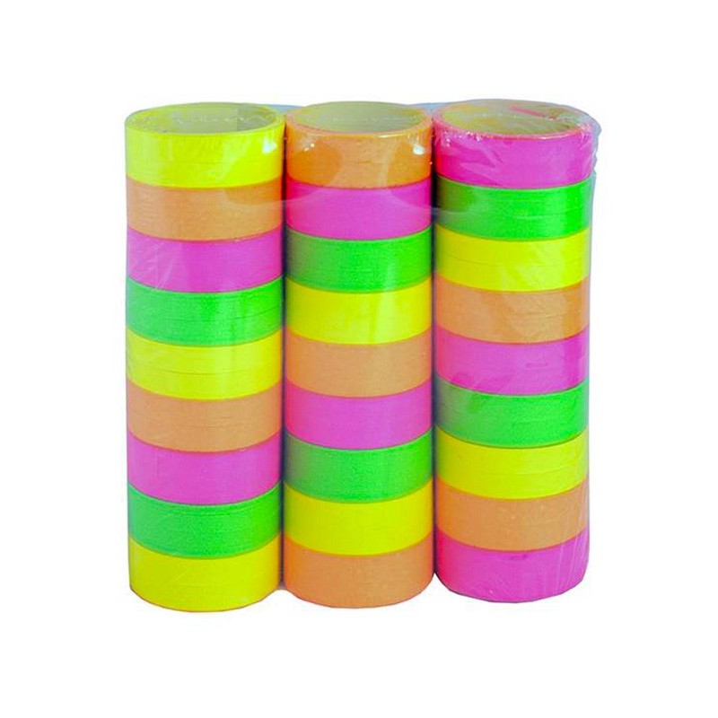 3 Rouleaux de 18 serpentins 4 mètres, fluo 3 Rouleaux de 18 serpentins 4 mètres, fluo