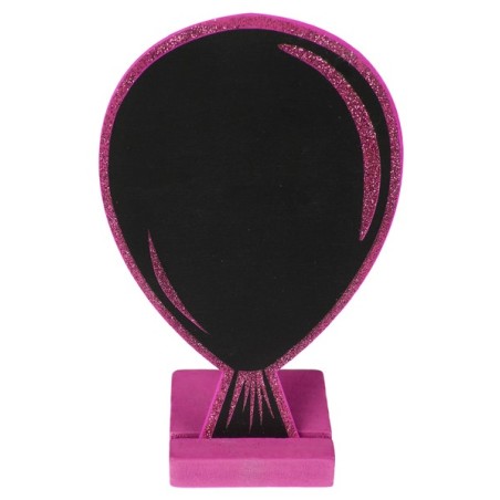 Marque-place ballon, paillettes, ardoise, fuchsia, 10 x 15 cm