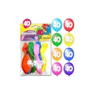 Sachet de 8 ballons 40 ans