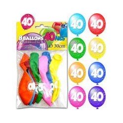 8 palloncini, 40 anni, ø 30 cm