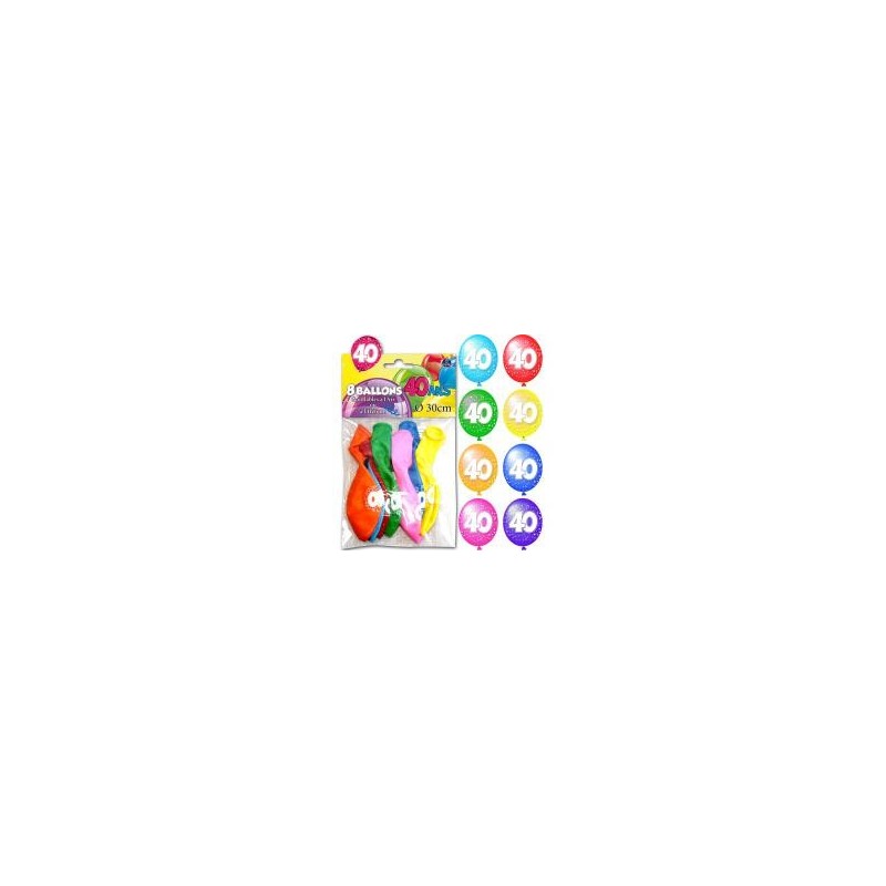 Sachet de 8 ballons 40 ans Sachet de 8 ballons 40 ans