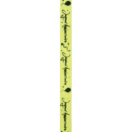 Nastro "Joyeux Anniversaire", kiwi, 10 mm x 5 metri