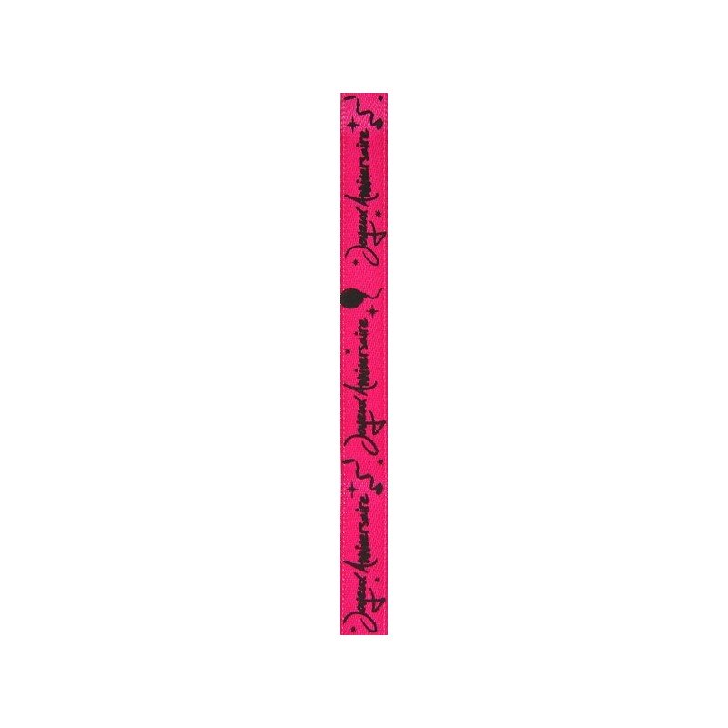 Nastro "Happy Birthday", fucsia, 10 mm x 5 metri