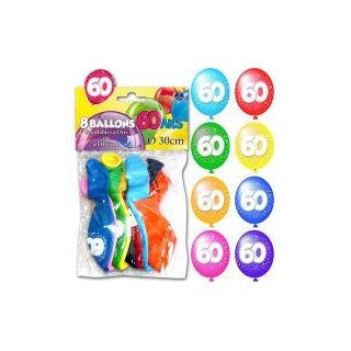 8 palloncini, 60 anni, ø 30 cm