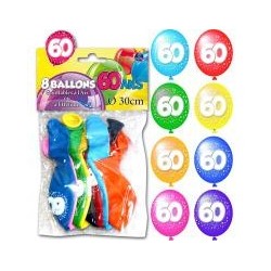8 palloncini, 60 anni, ø 30 cm