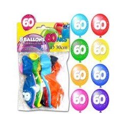 8 palloncini, 60 anni, ø 30 cm