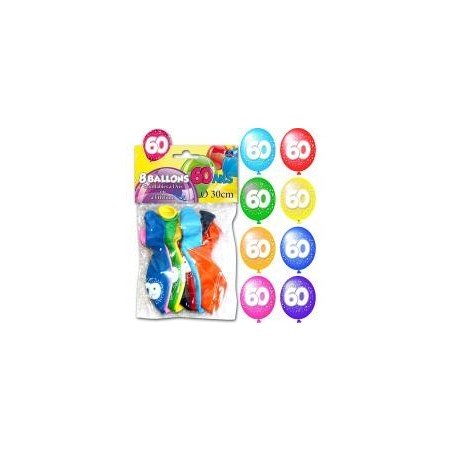 8 palloncini, 60 anni, ø 30 cm