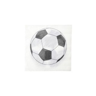 20 Servietten mit weißem und schwarzem Fußballmotiv, 33 x 33 cm