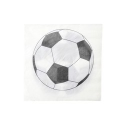 Serviettes motif foot blanc, sachet de 20 pces