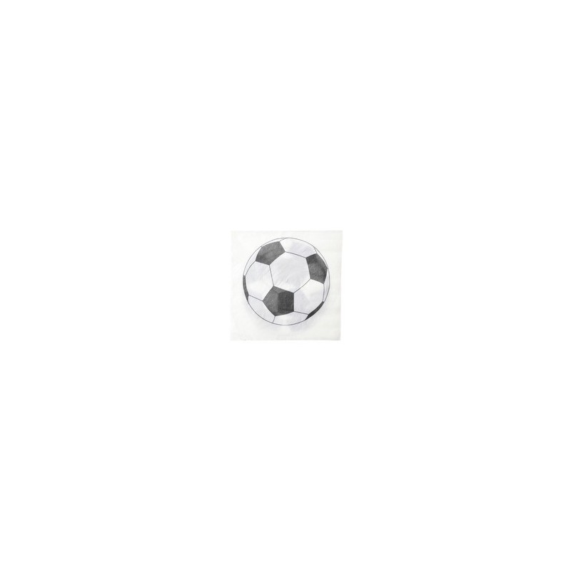 Serviettes motif foot blanc, sachet de 20 pces Serviettes motif foot blanc, sachet de 20 pces
