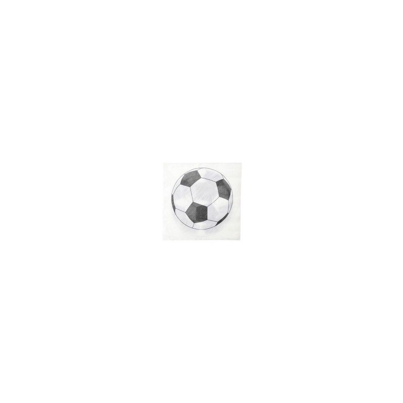 Serviettes motif foot blanc, sachet de 20 pces