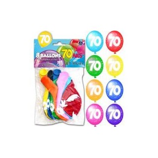 Sachet de 8 ballons 70 ans