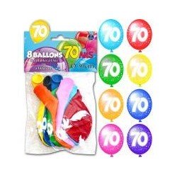Sachet de 8 ballons 70 ans