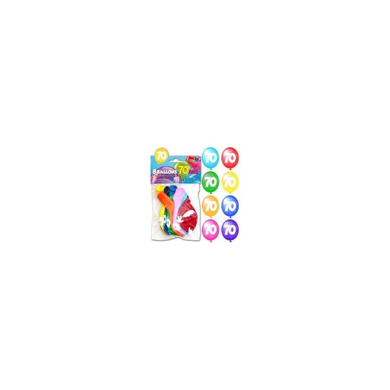 Sachet de 8 ballons 70 ans Sachet de 8 ballons 70 ans