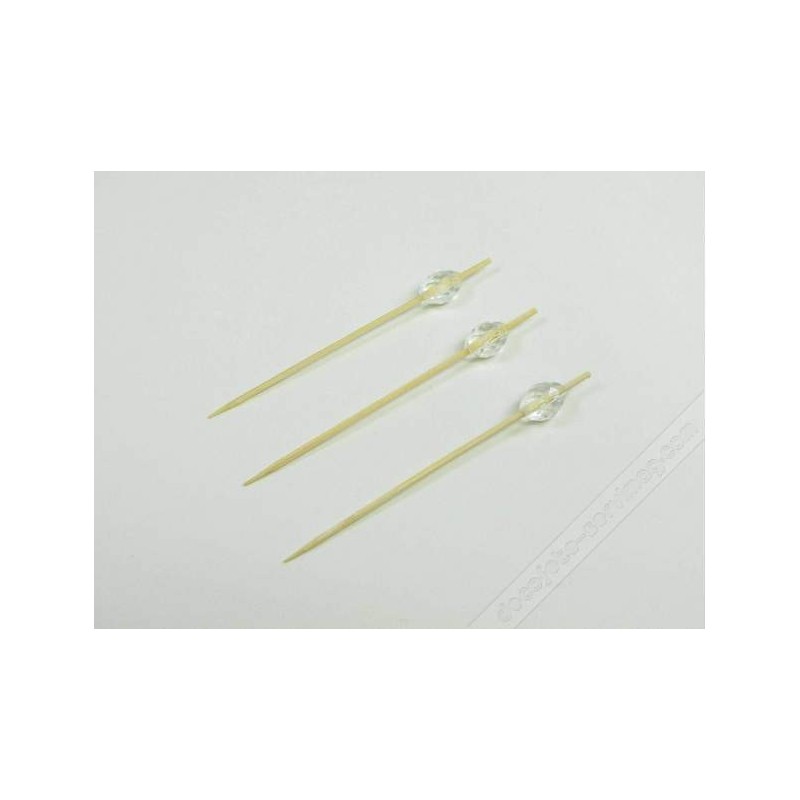 100 picche in bambù con diamanti decorativi. 9 cm