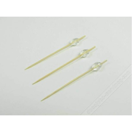 100 Piques en bambou avec diamants de décoration. 9cm
