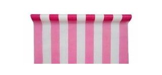 Chemin de table rayé, fuchsia, fanon, 30 cm x  10 mètres