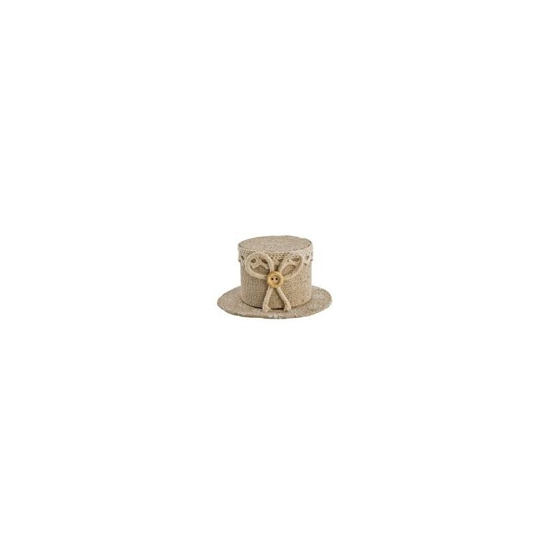 4 contenitori a forma di cappello di lino con una piccola corda decorativa 4 contenitori a forma di cappello di lino con una piccola corda decorativa