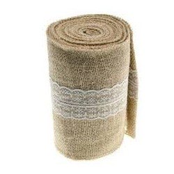 Tischläufer aus Sackleinen mit Spitze 14,5 cm x 5 m