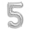 Ballon métal argent, 86cm, chiffre 5 Ballon métal argent, 86cm, chiffre 5