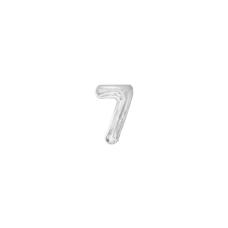 Ballon métal argent, 86cm, chiffre 7 Ballon métal argent, 86cm, chiffre 7