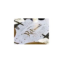 Tischläufer "Vive la retraite" 30x500cm, Weißgold-Metallschrift.