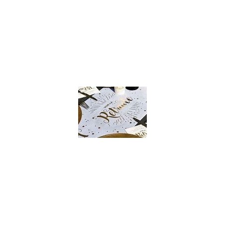Runner "Vive la retraite" 30x5m, scritta metallica in oro bianco.