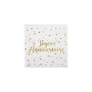 20 Papierservietten 3plis "Joyeux Anniversaire" 12,5x12,5 cm.