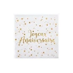20 tovaglioli di carta 3plis "Joyeux Anniversaire" 12,5x12,5cm.