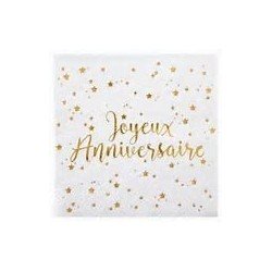 20 tovaglioli di carta 3plis "Joyeux Anniversaire" 12,5x12,5cm.