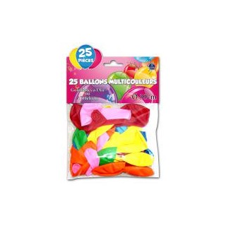 Sachet de  25 ballons couleurs assorties