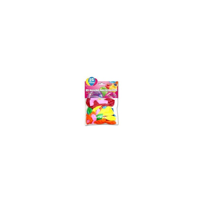 Sachet de  25 ballons couleurs assorties