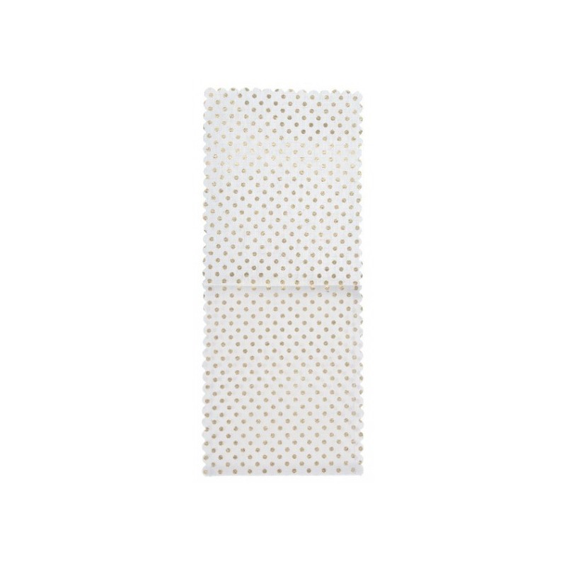 4 sacchetti per posate, punti metallici dorati, 10x25 cm