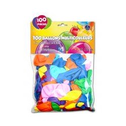Sachet de 100 ballons couleurs assorties