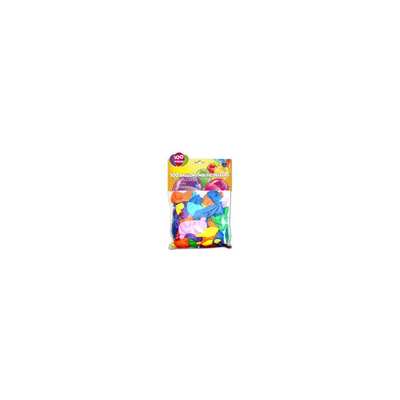 Sachet de 100 ballons couleurs assorties Sachet de 100 ballons couleurs assorties