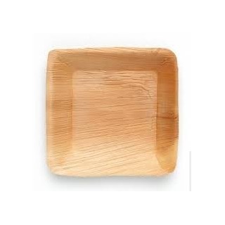 25 piatti quadrati 16x16x1,5 cm. In foglia di palma, biodegradabile.