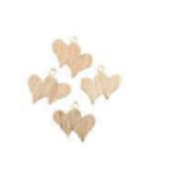 Set de 12 coeurs en bois 4x4x0.7cm avec boucle.