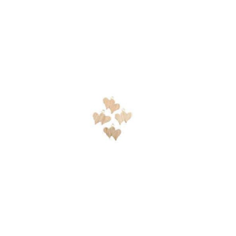 Set de 12 coeurs en bois 4x4x0.7cm avec boucle. Set de 12 coeurs en bois 4x4x0.7cm avec boucle.