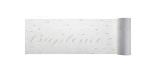 Chemin de table Baptême blanc 30cm x 5m