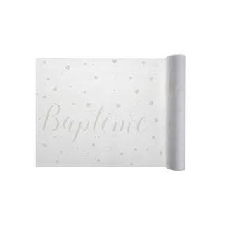 Chemin de table Baptême blanc 30cm x 5m