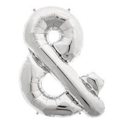 Silberner Ballon Buchstabe &, 36cm.