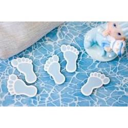 Confetti di tavolo in legno "piedi di bimbi" blu, 10pces