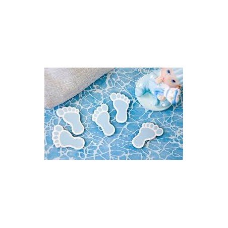 Konfetti von Holztisch "Foot Baby" blau, 10 Stück