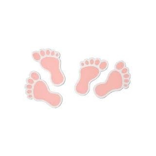Konfetti Holztisch "Foot Baby" rosa, 10 Stück