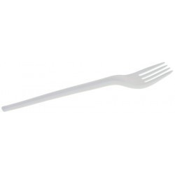 50 Fourchettes blanches, biodégradable, 16,8cm