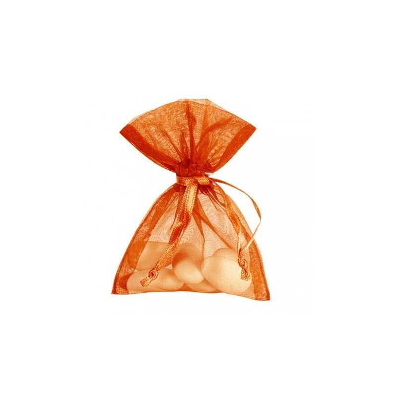 10 Sachets organdi, uni orange, 7.5 x 10 cm