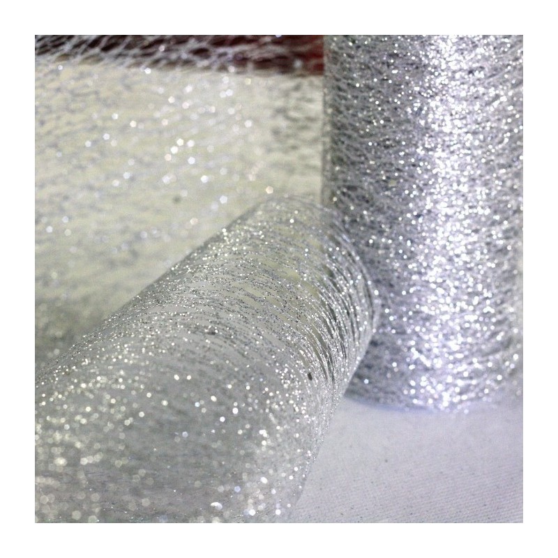 Runner da tavolo in glitter argento 30cmx5m Runner da tavolo in glitter argento 30cmx5m