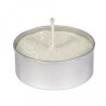 Set de 6 bougies chauffe plat, ø 3.5 cm, blanches pailletées Set de 6 bougies chauffe plat, ø 3.5 cm, blanches pailletées