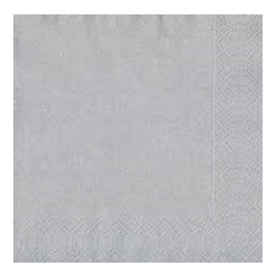 20 Serviettes 33x33 3 couches argent
