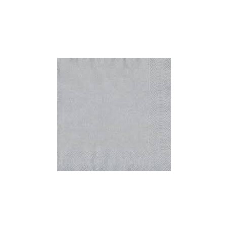 20 Serviettes 33x33 3 couches argent